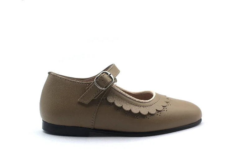 Don Louis Taupe Scalloped Mary Jane